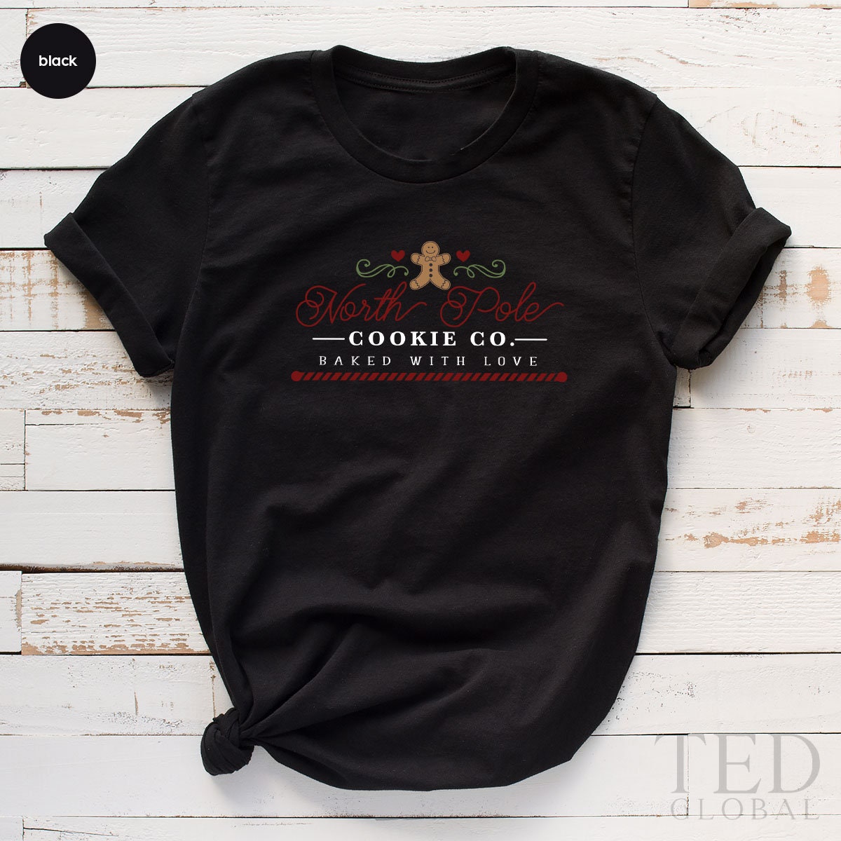 Funny North Pole Cookie T-Shirt, Baked With Love T Shirt product image 3