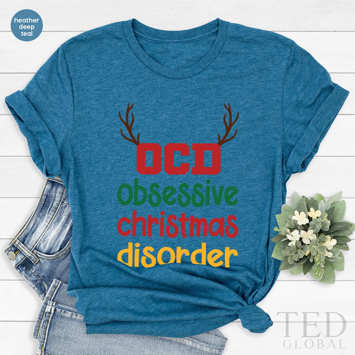 Cute Obsessive Christmas Disorder T-Shirt, Funny OCD T product image 5