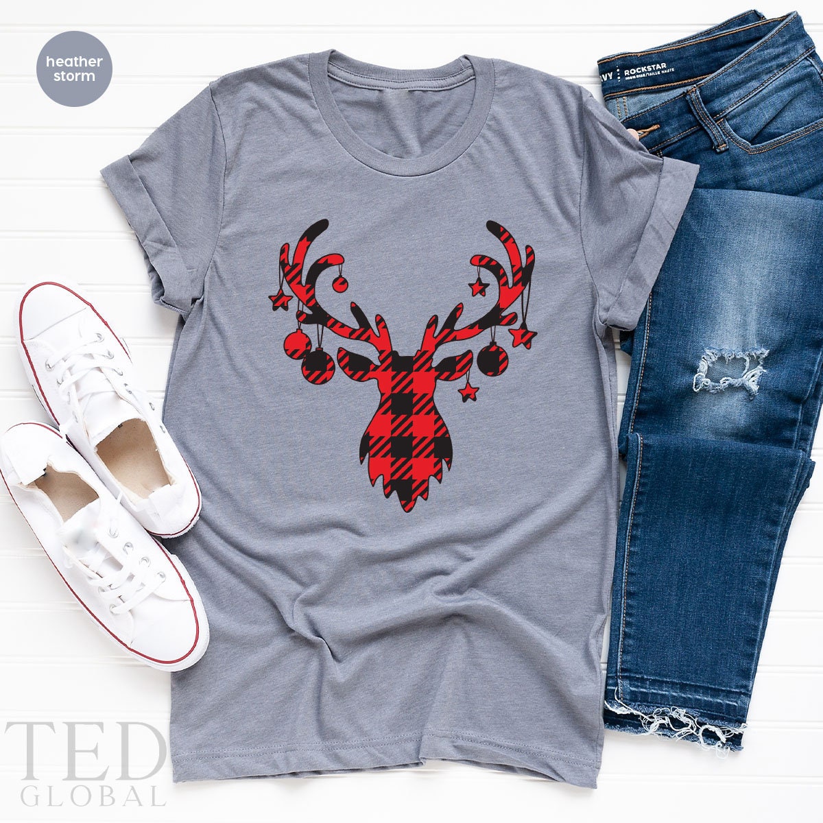Cute Christmas Pajamas Deer T-Shirt, Family T Shirt product image 3