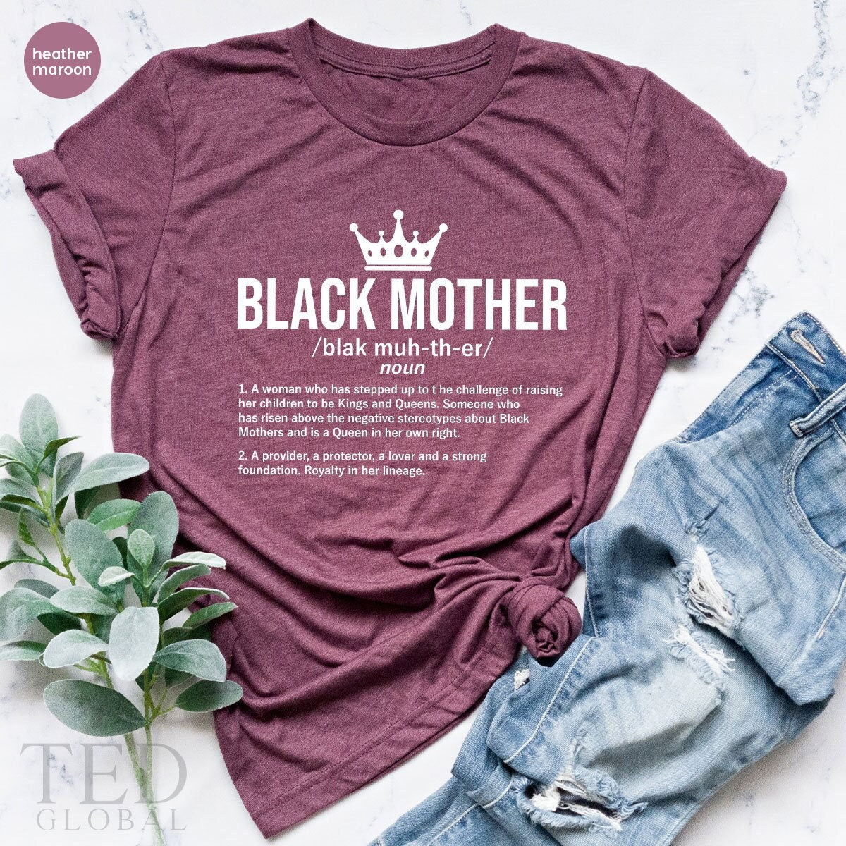 Black Mother T Shirt, Queen Mom T Women TShirt, Gift For product image 2