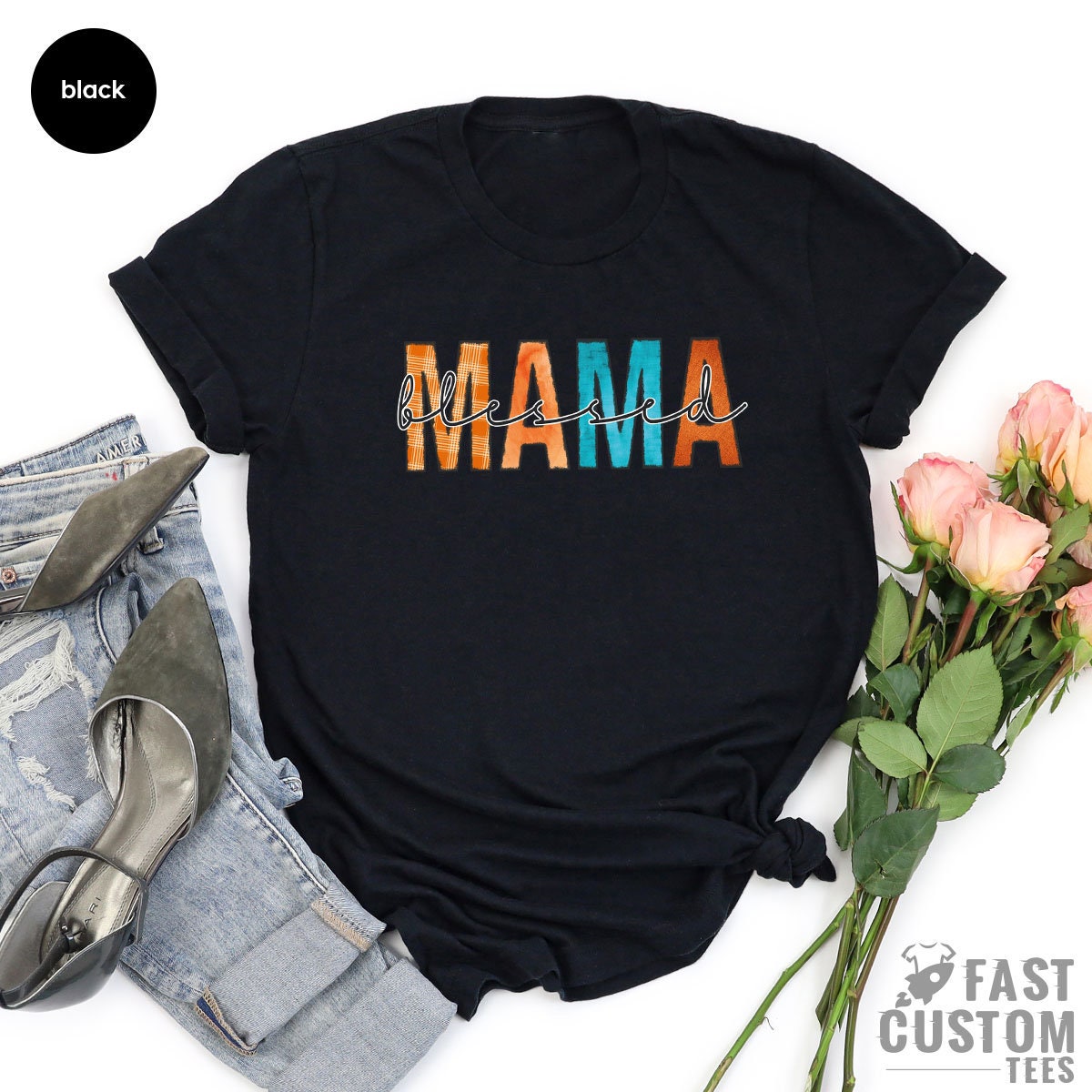 Thanksgiving Shirt, Thankful Mama Mom Gift, Mothers Day product image 4
