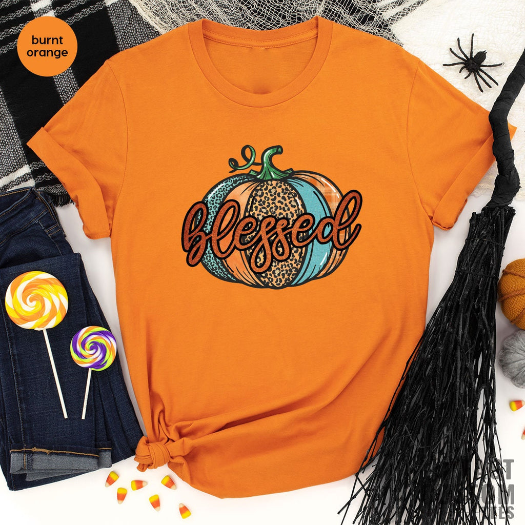 Thanksgiving Shirt, Blessed Gift, Tee for Women, Pumpkin product image 4