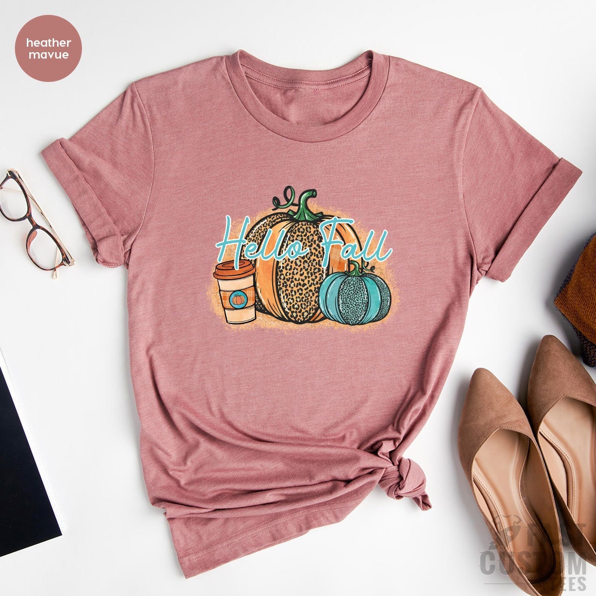 Hello Fall Shirt, Women Pumpkin Tee, Cute Autumn product image 1