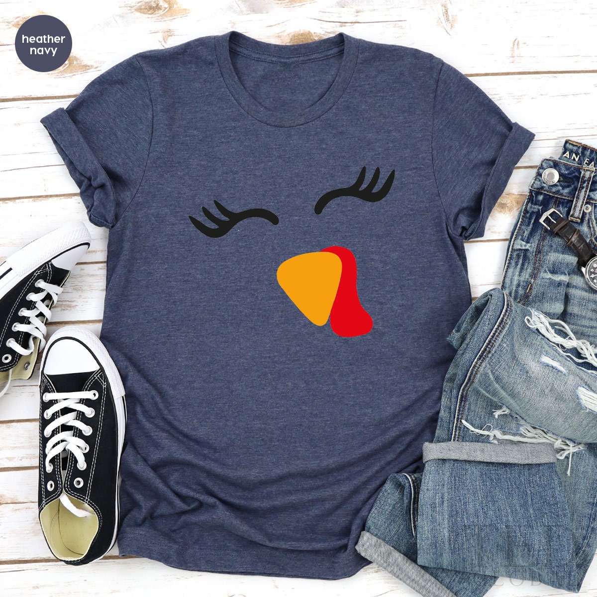 Funny Turkey Lady T-Shirt, Wine Family Fall T Shirt, Face product image 5