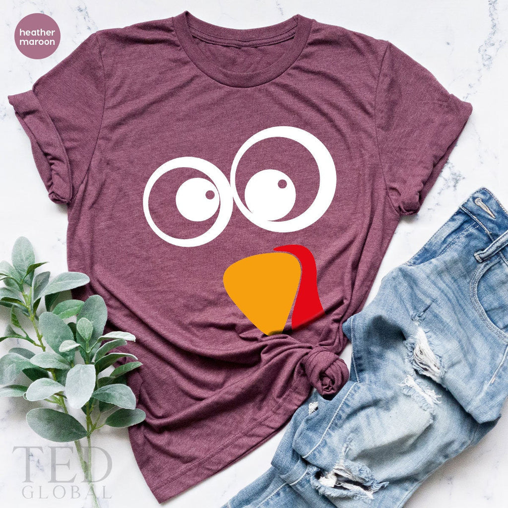 Cute Turkey Face T-Shirt, Coolest T Shirt, Wine Family product image 5
