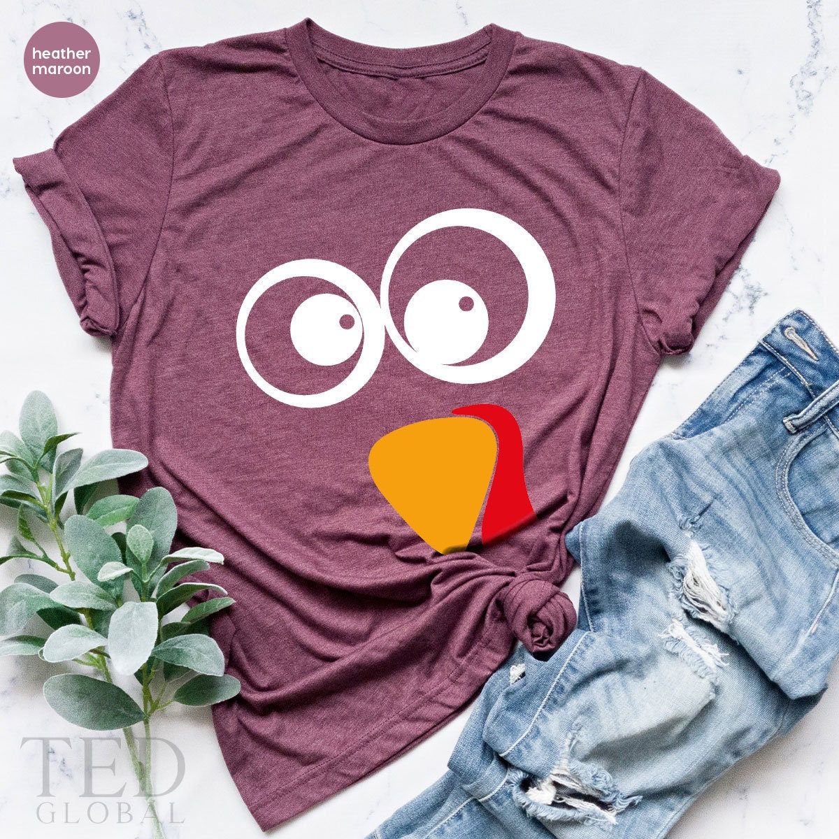 Cute Turkey Face T-Shirt, Coolest T Shirt, Wine Family product image 5