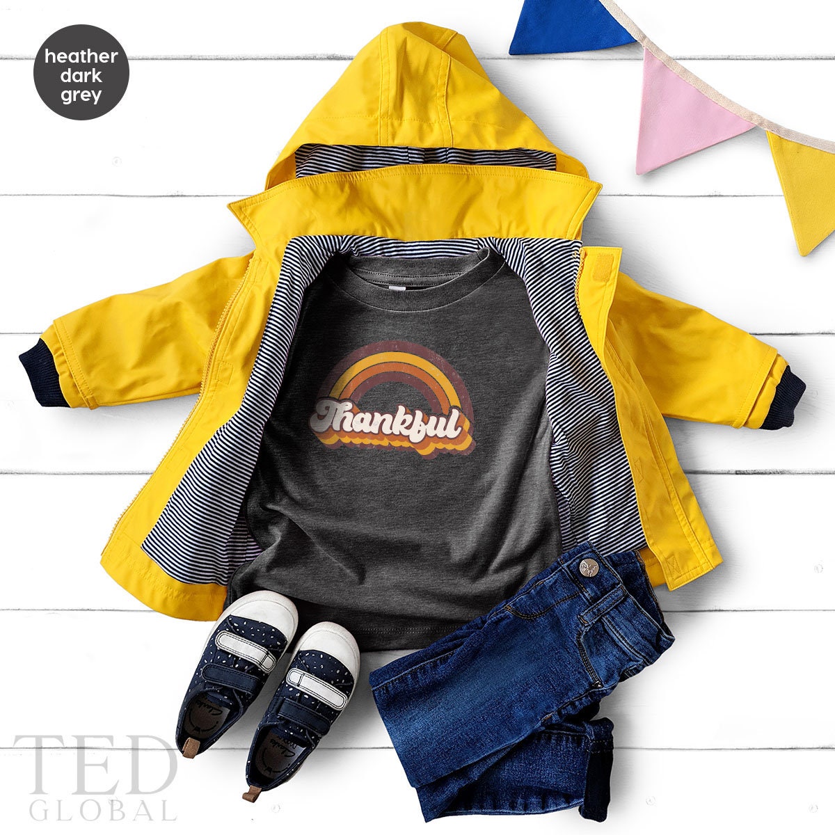 Cute Thanksgiving Retro Rainbow Baby Gift, Retro Rainbow Baby Shower Gift, Funny Fall Season New Baby Onesie, Bodysuits Kid Toddler Clothes