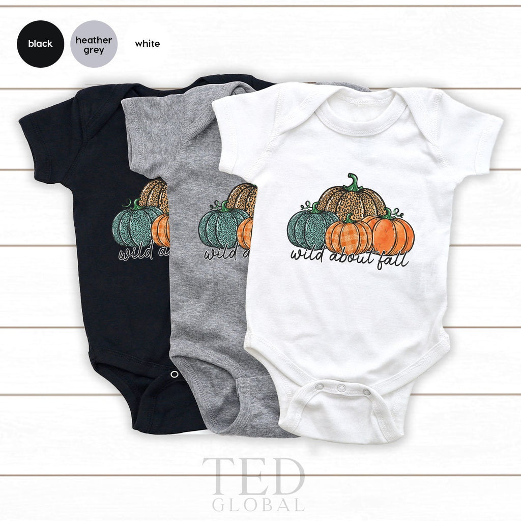 Cute Thanksgiving Pumpkin Baby Gift, Wild About Fall Baby Shower Gift, Funny Fall Season New Baby Onesie, Bodysuits Kid Toddler Clothes