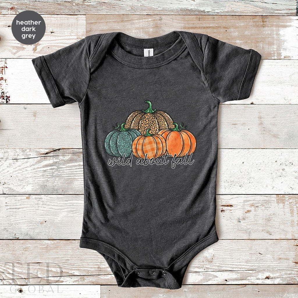 Cute Thanksgiving Pumpkin Baby Gift, Wild About Fall Baby Shower Gift, Funny Fall Season New Baby Onesie, Bodysuits Kid Toddler Clothes