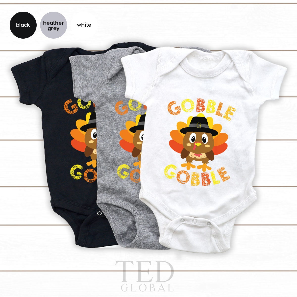 Cute Thanksgiving Gobble Gobble Baby Gift, Funny Turkey Baby Shower Gift, Fall Season Turkey New Baby Onesie, Bodysuits Kid Toddler Clothes
