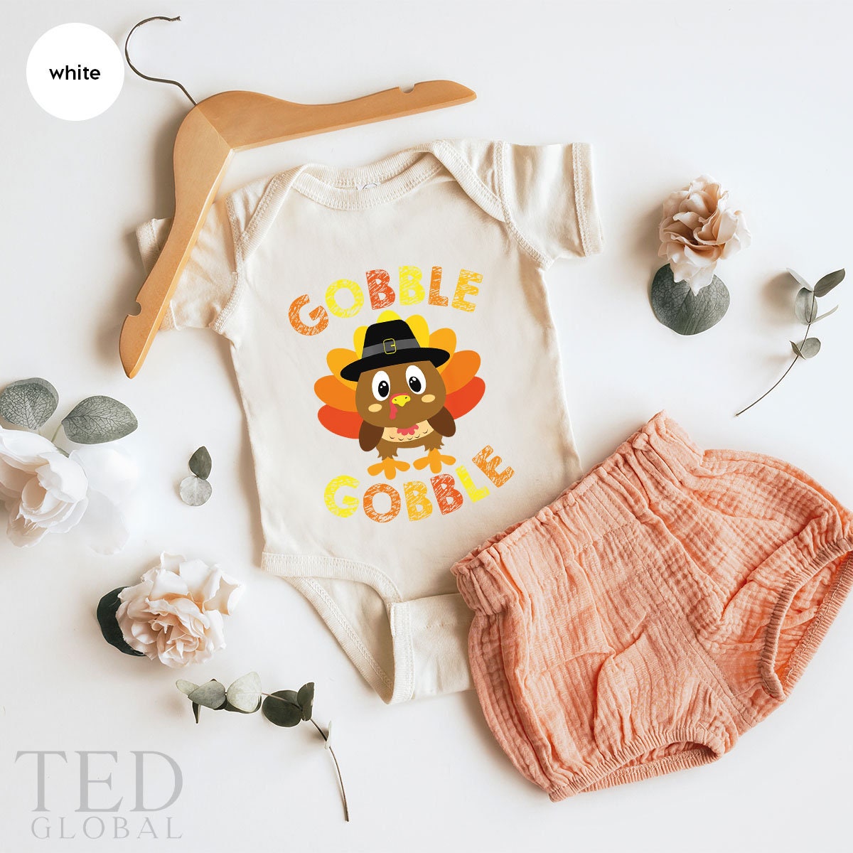Cute Thanksgiving Gobble Gobble Baby Gift, Funny Turkey Baby Shower Gift, Fall Season Turkey New Baby Onesie, Bodysuits Kid Toddler Clothes