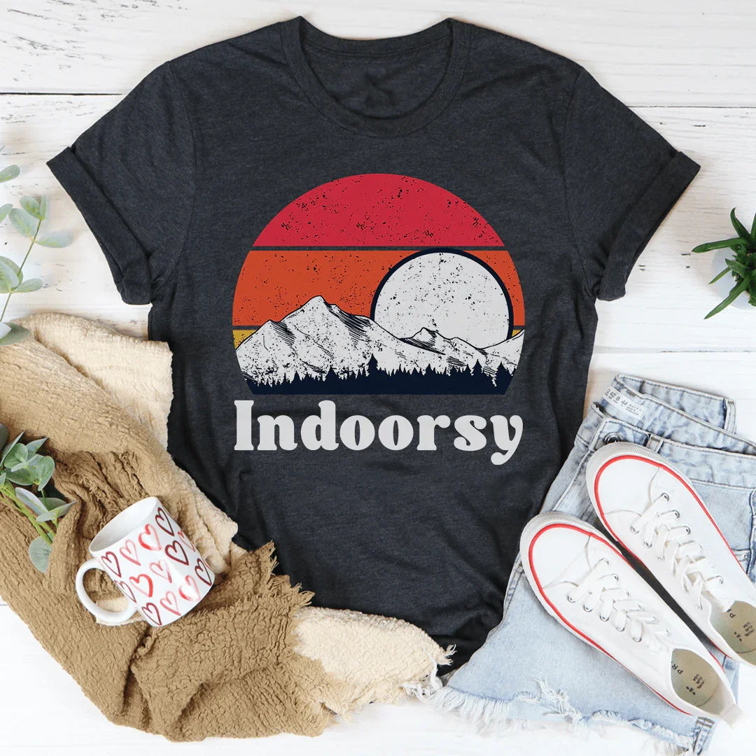 Cozy Homebody Aesthetic Shirt – "Indoorsy" Retro Graphic Tee product image 2