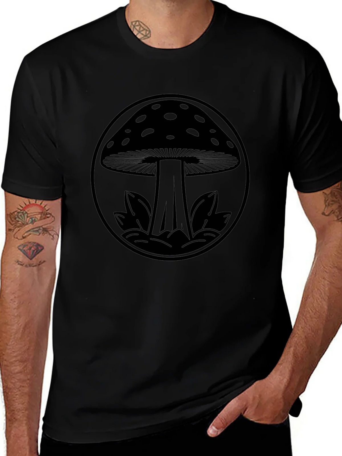 Mushroom Graphic Black Tee - Unique Design product image 1