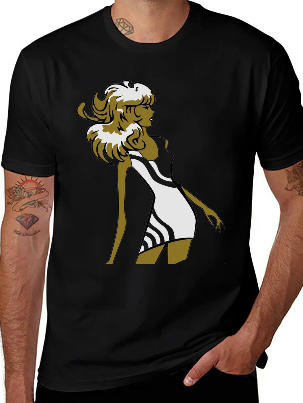 Stylish Retro Graphic Tee - Black Cotton Blend product image 1