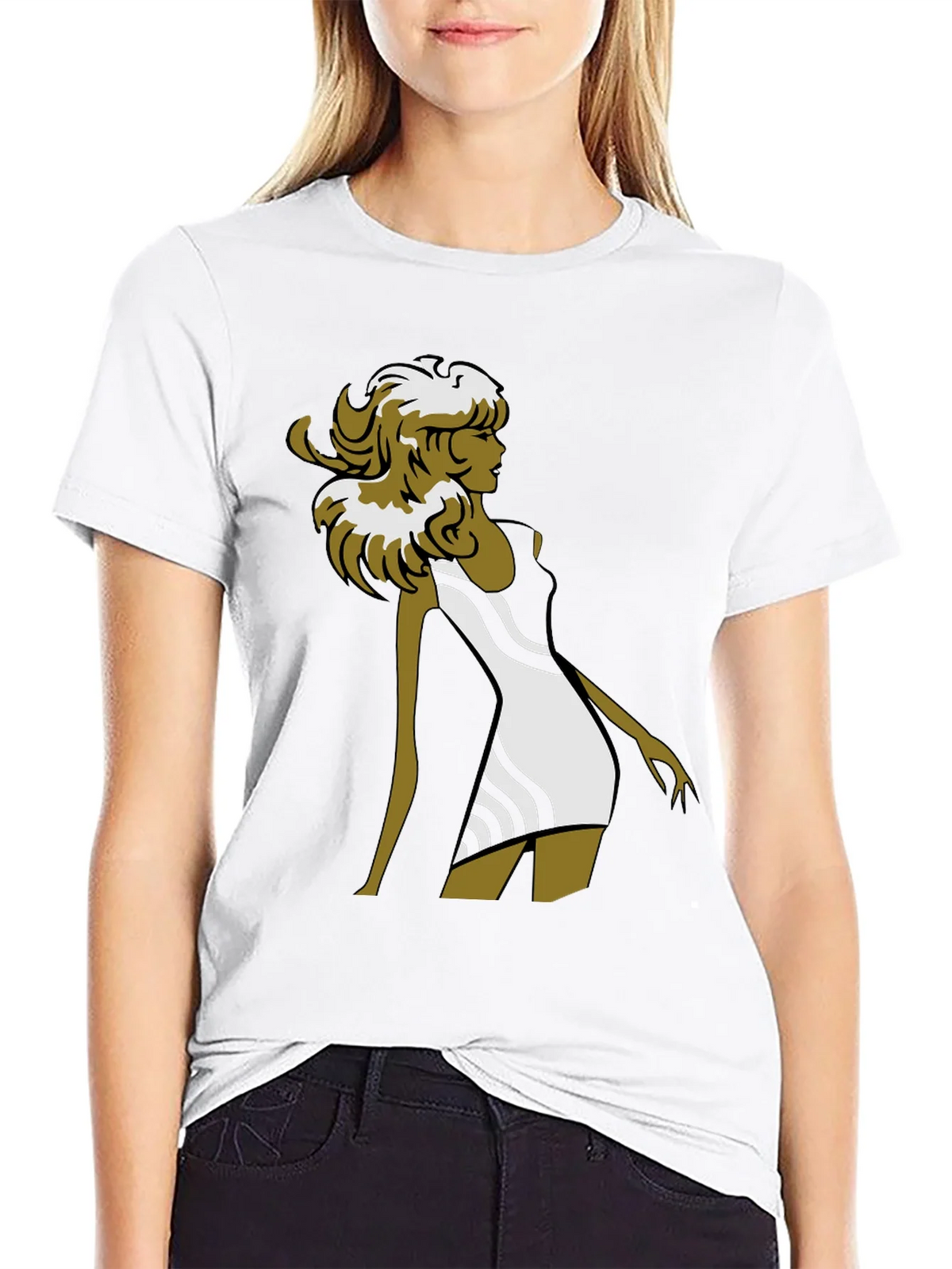 Stylish Retro Graphic Tee - Black Cotton Blend product image 4