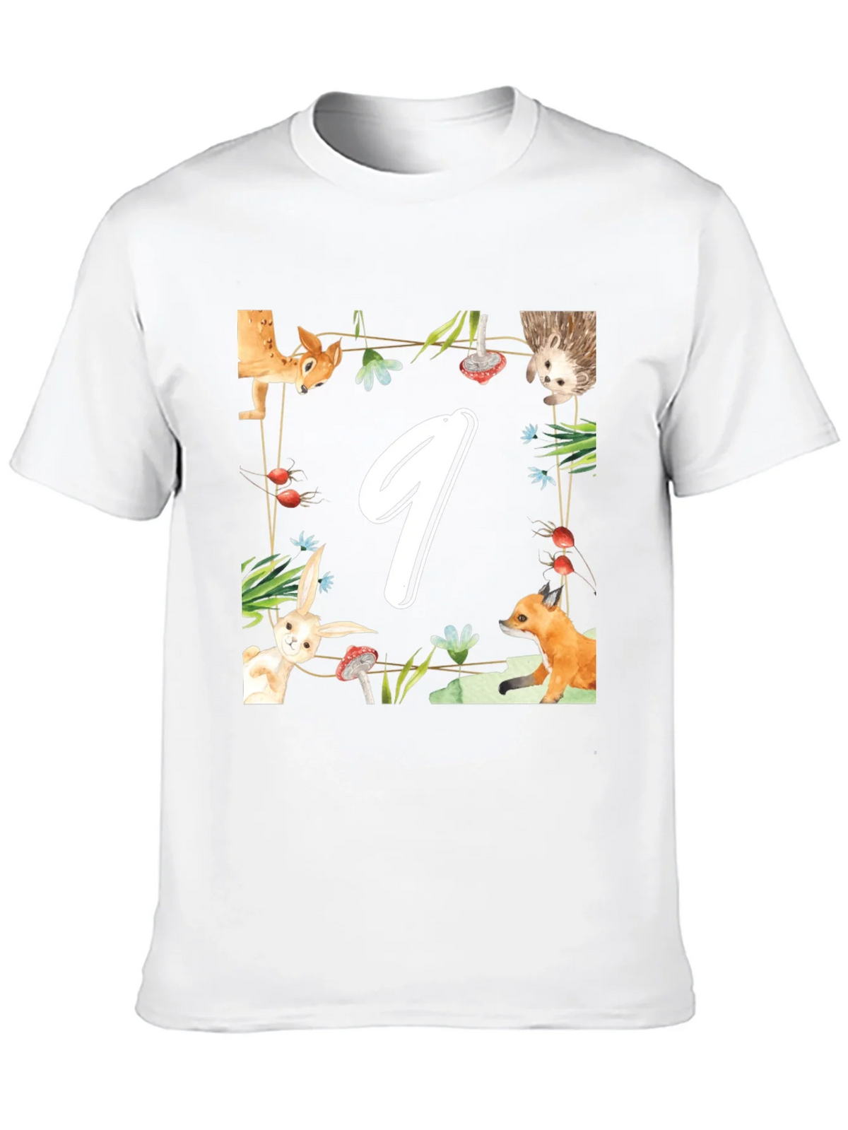 Cute Woodland Animals Number 9 Birthday Shirt product image 2
