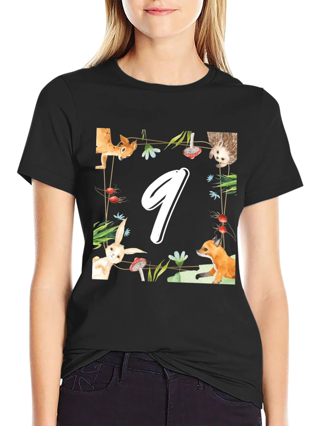 Cute Woodland Animals Number 9 Birthday Shirt product image 1