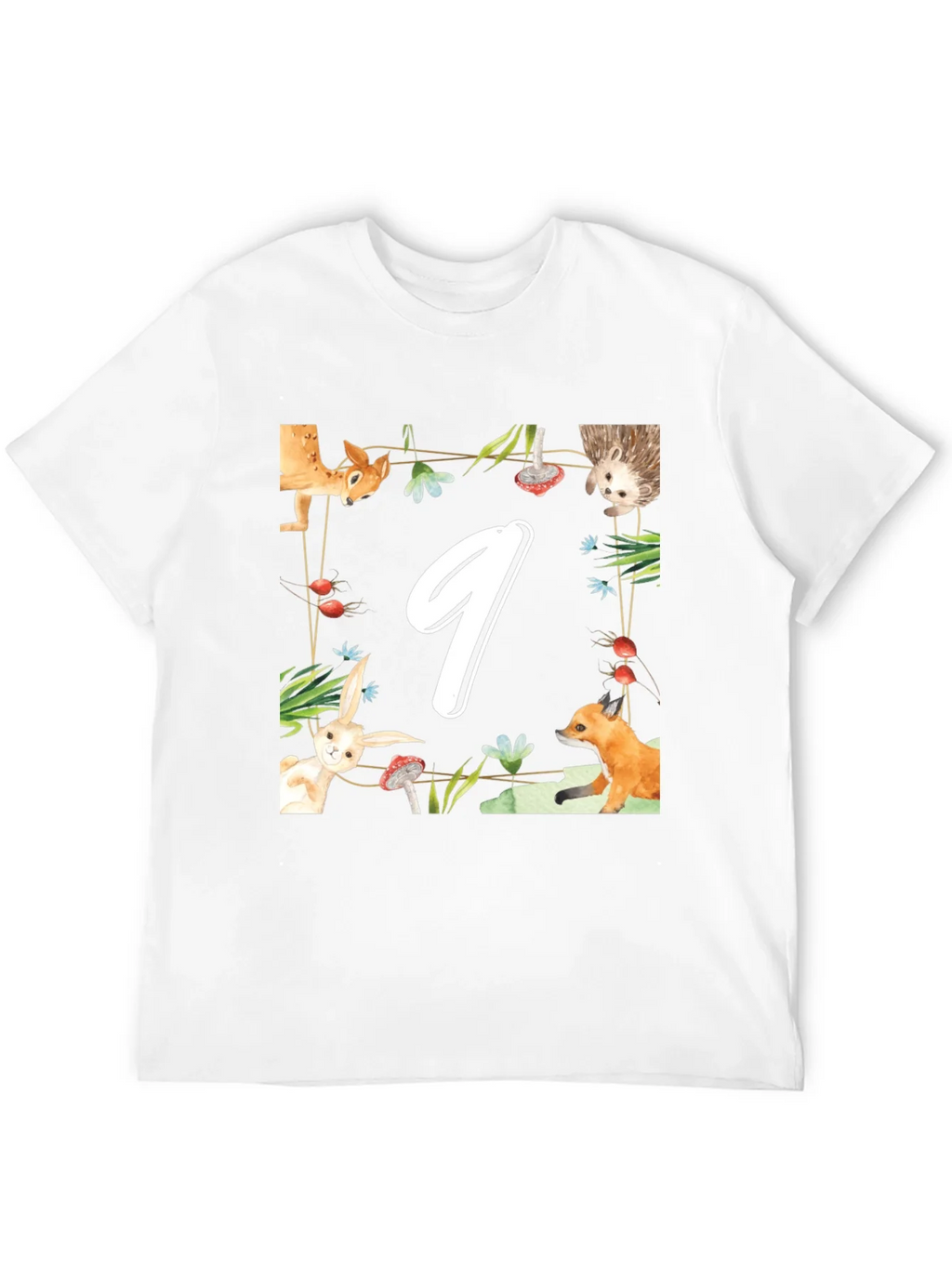 Cute Woodland Animals Number 9 Birthday Shirt product image 3