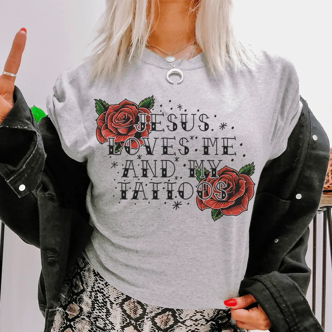 Jesus Loves Me And My Tattoos Tee product image 1