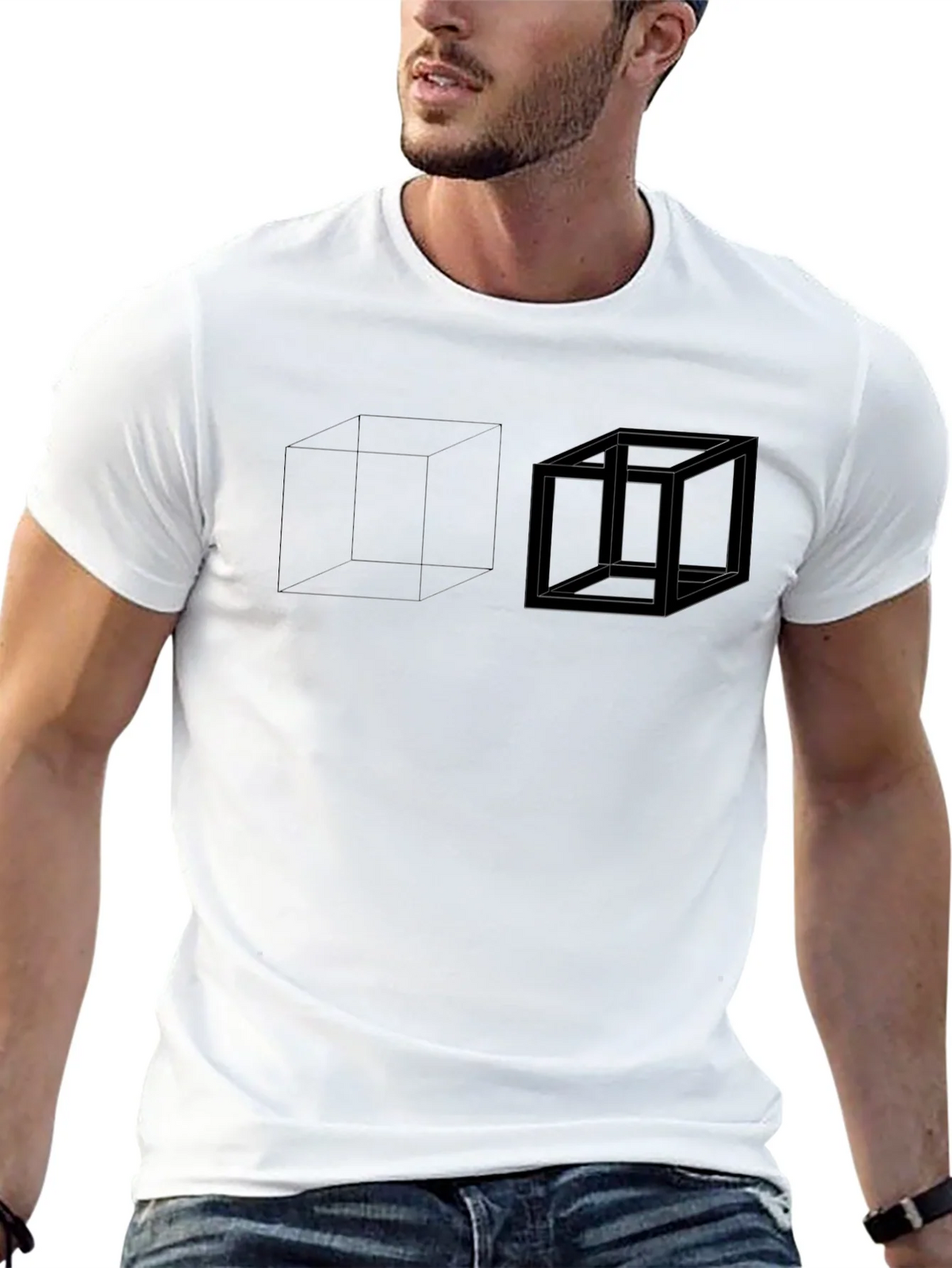 Impossible Cube Graphic Black T-Shirt product image 12