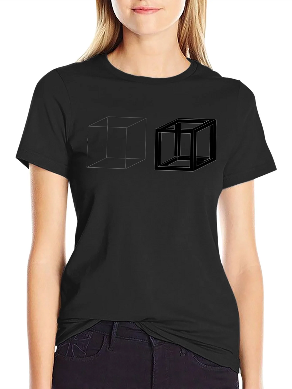 Impossible Cube Graphic Black T-Shirt product image 2