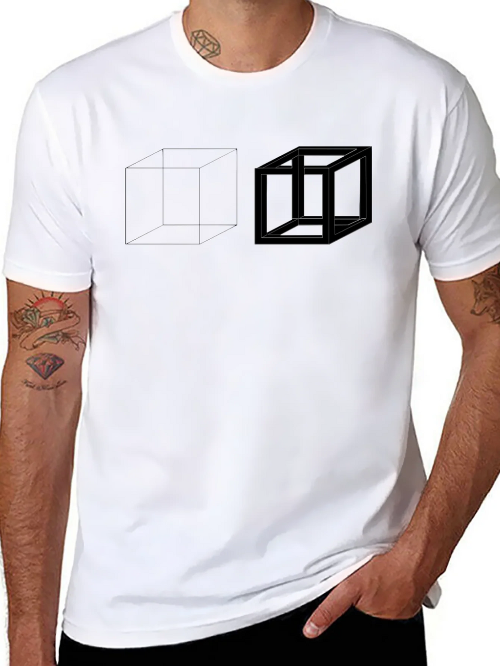 Impossible Cube Graphic Black T-Shirt product image 7