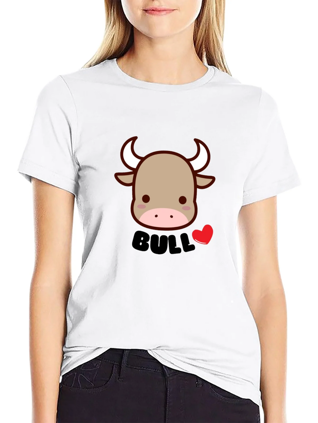 Cute Bull Graphic Tee - Black Cotton Blend T-Shirt product image 3
