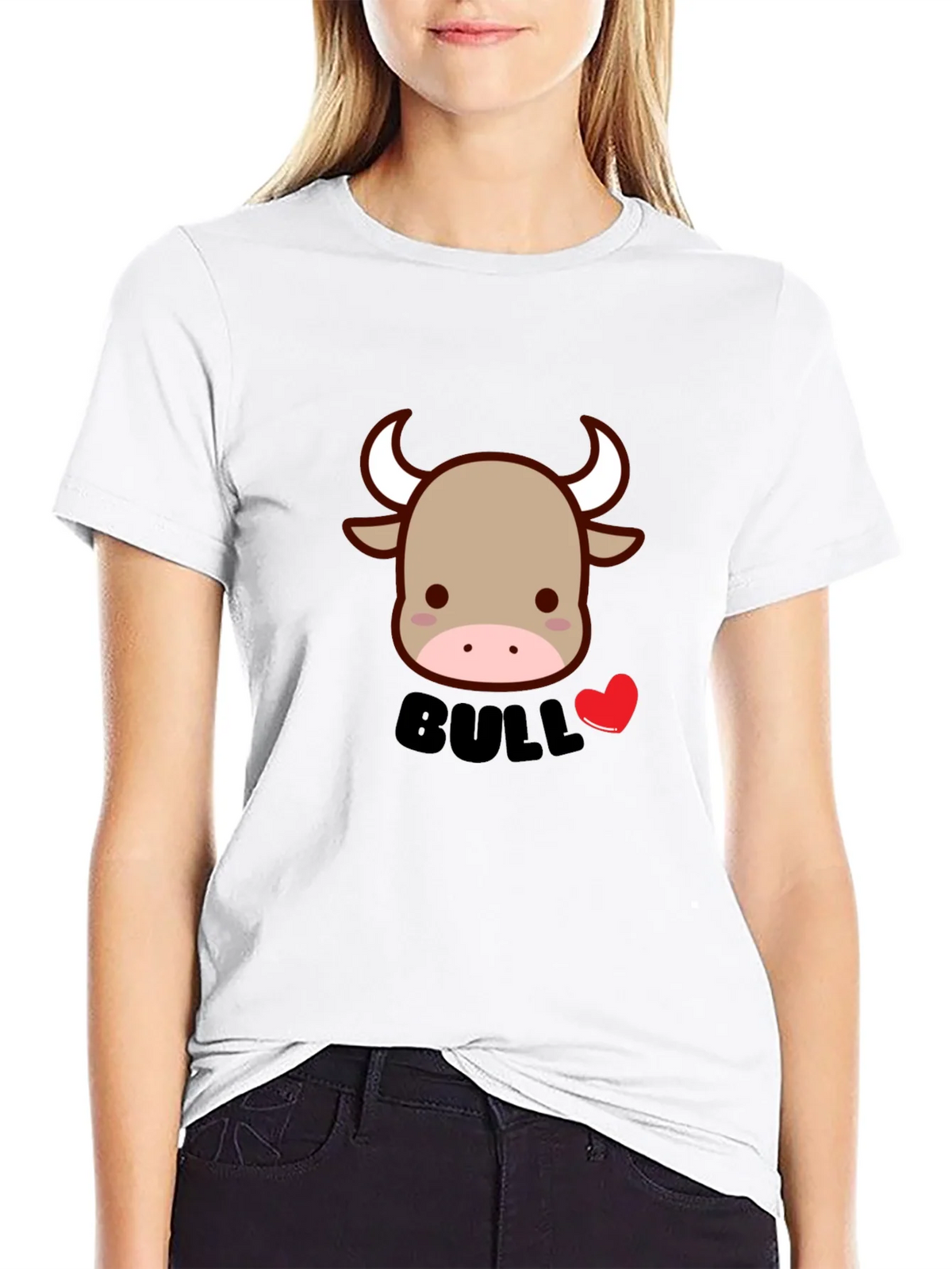 Cute Bull Graphic Tee - Black Cotton Blend T-Shirt product image 3