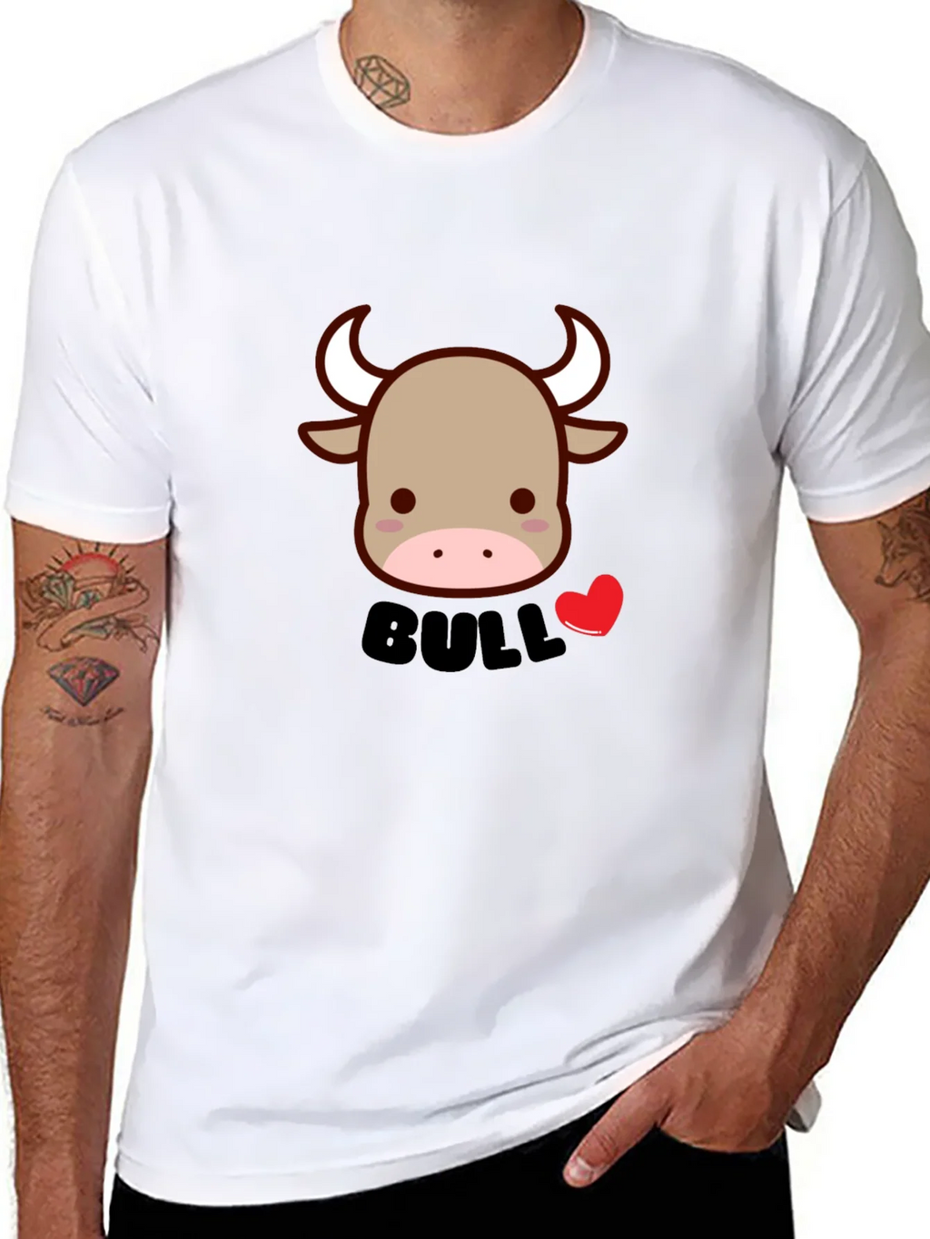 Cute Bull Graphic Tee - Black Cotton Blend T-Shirt product image 2