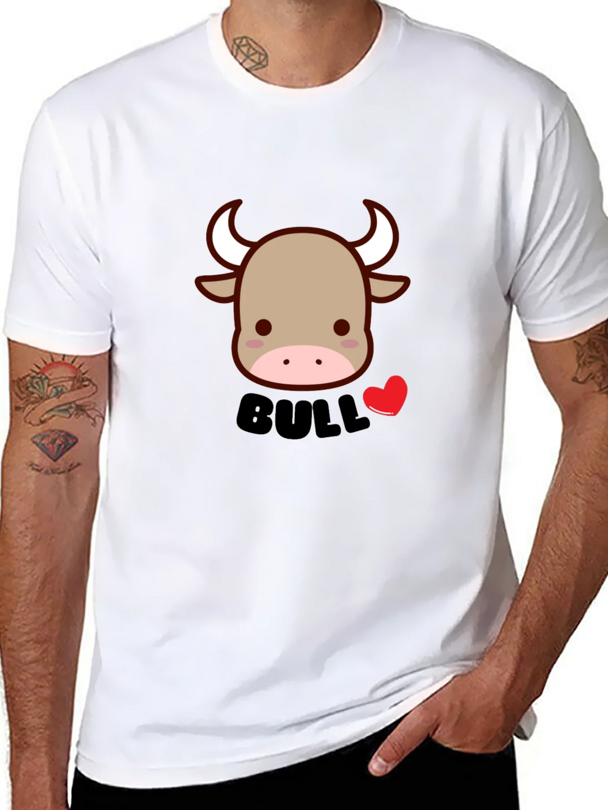 Cute Bull Graphic Tee - Black Cotton Blend T-Shirt product image 2