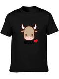 Cute Bull Graphic Tee - Black Cotton Blend T-Shirt product image 1