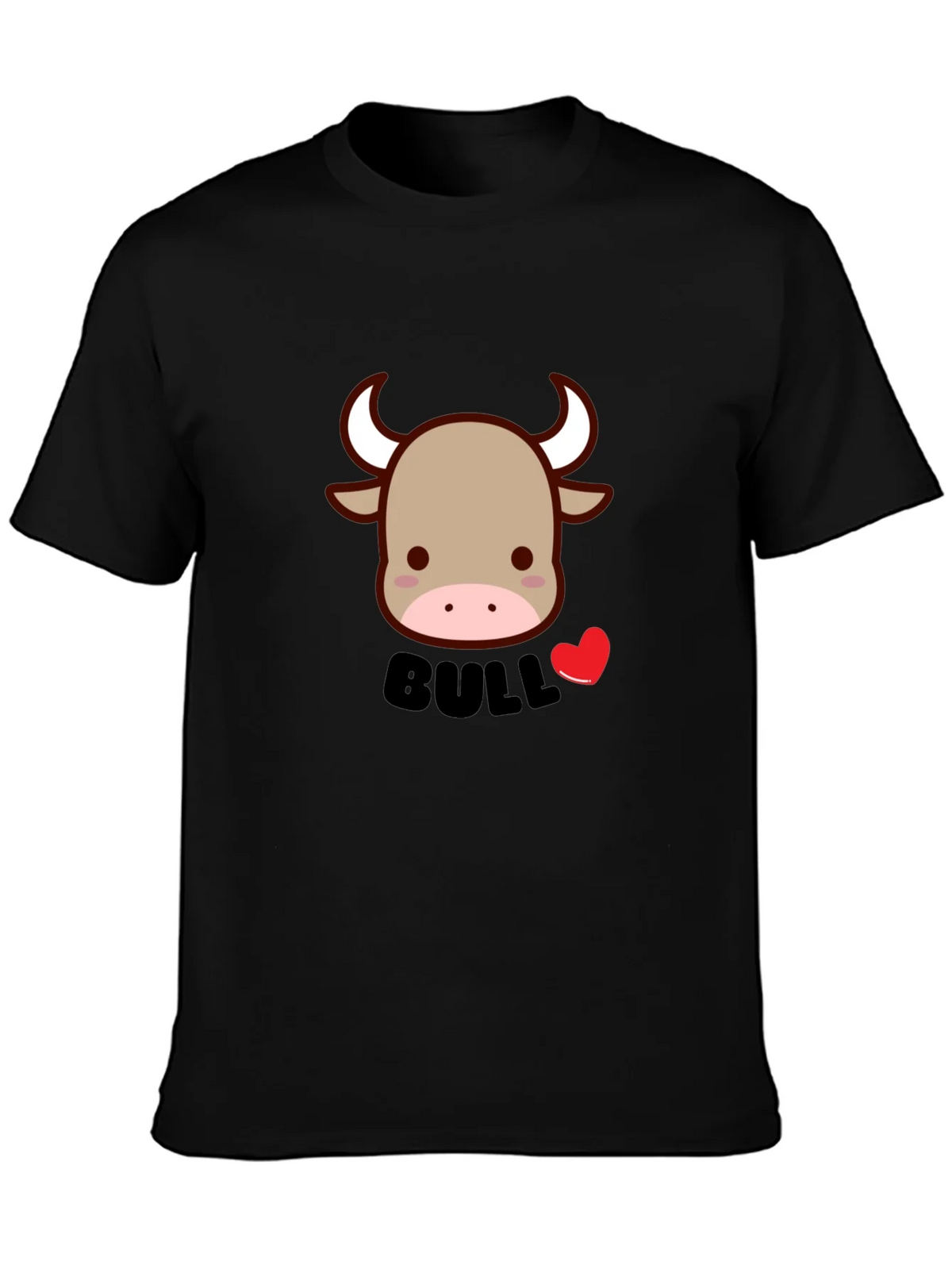 Cute Bull Graphic Tee - Black Cotton Blend T-Shirt product image 1