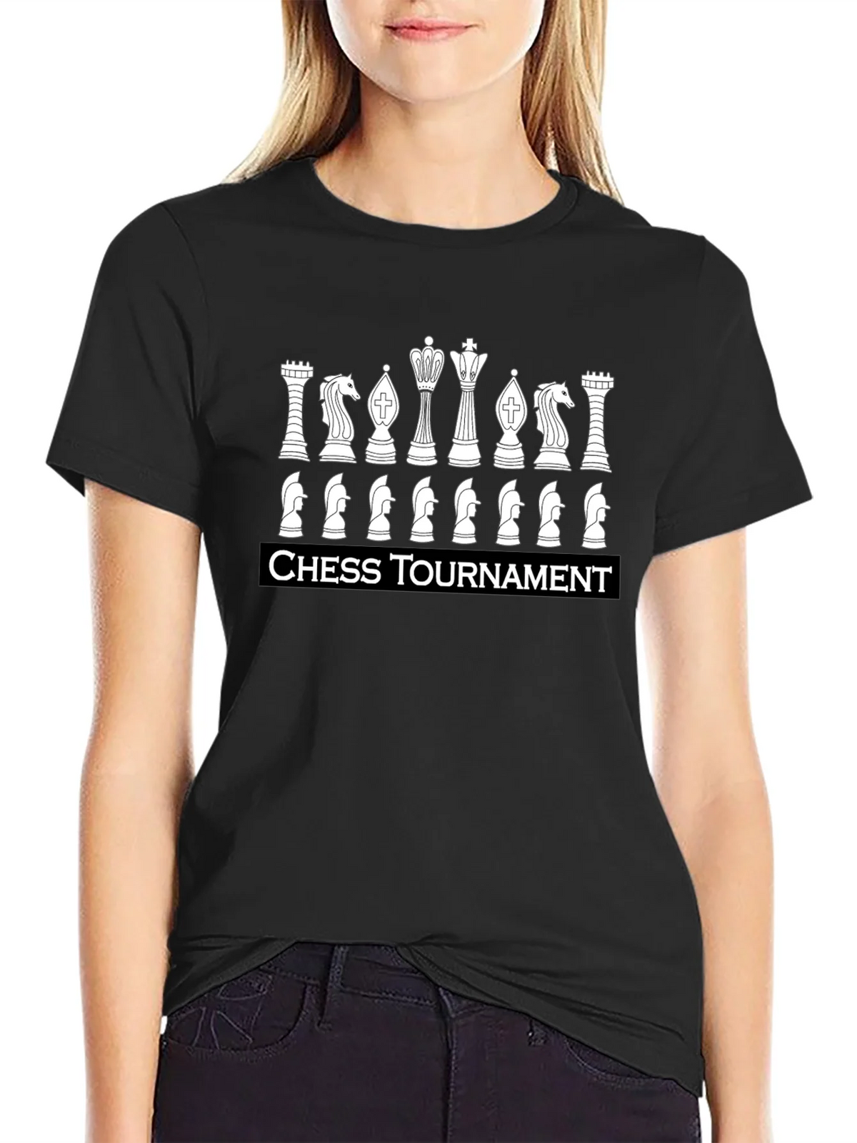 Chess Tournament Graphic T-Shirt - Black Casual Tee product image 1