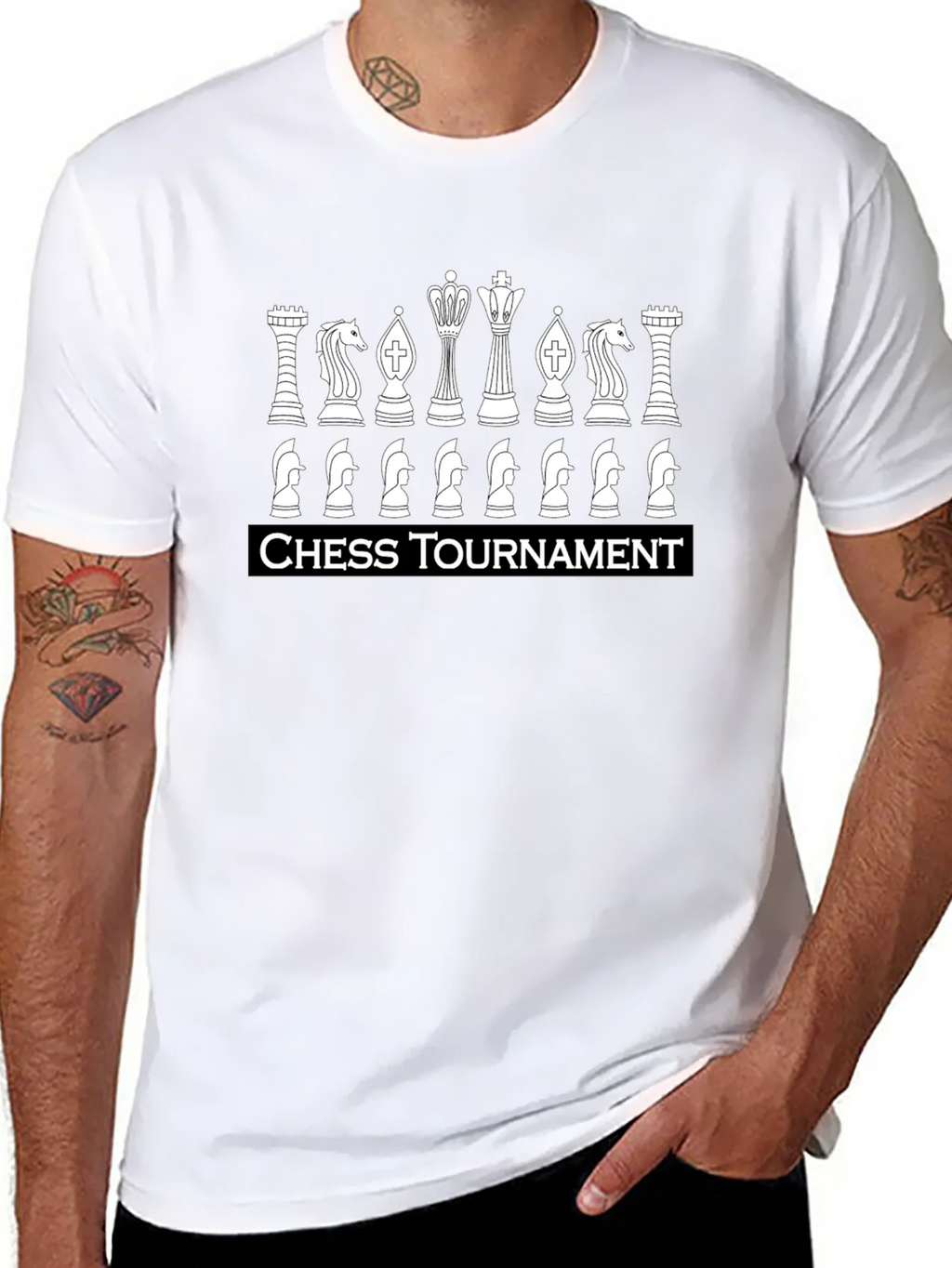 Chess Tournament Graphic T-Shirt - Black Casual Tee product image 4