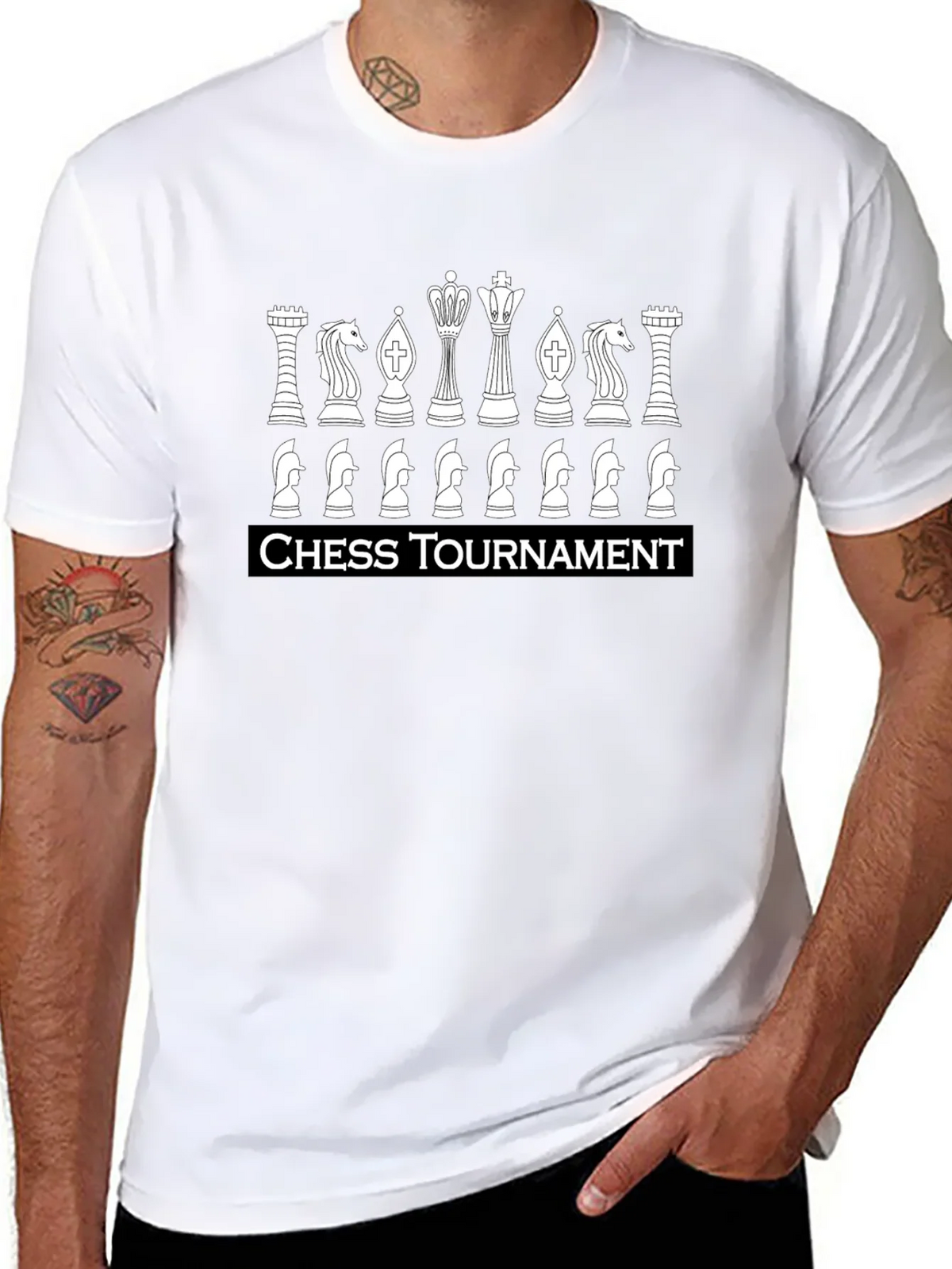 Chess Tournament Graphic T-Shirt - Black Casual Tee product image 4