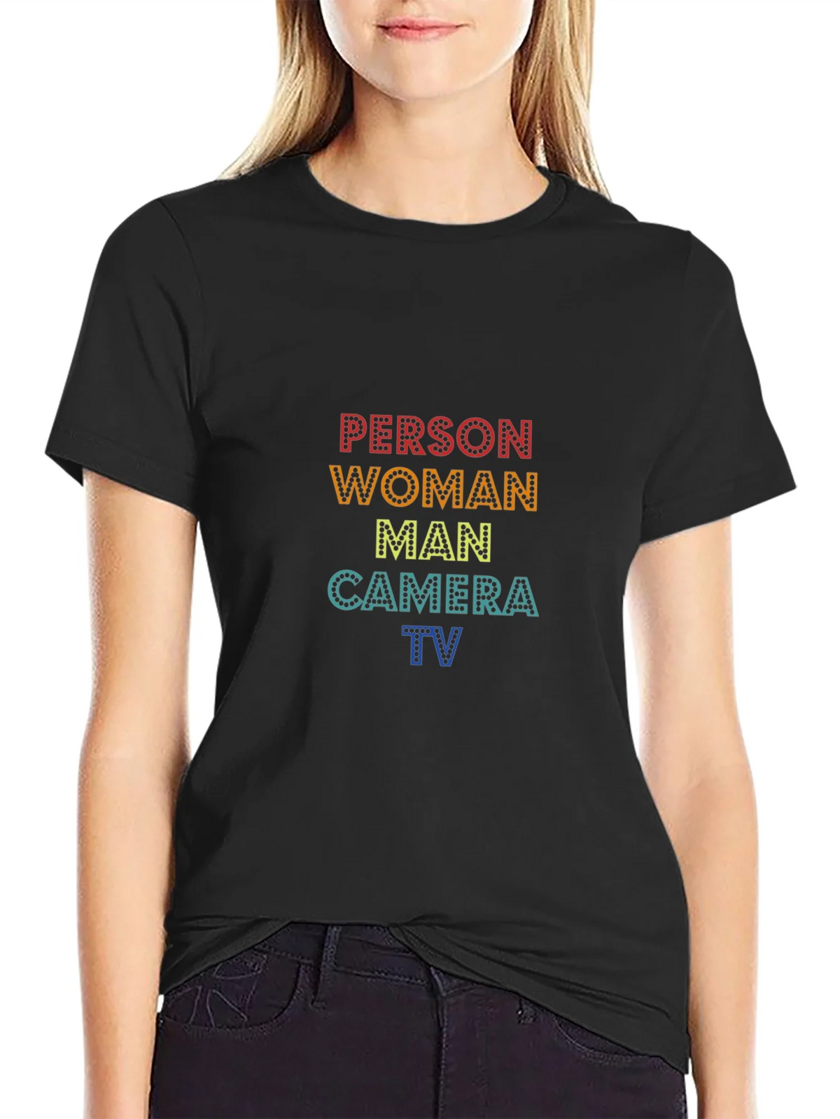 Person Woman Man Camera TV Black T-Shirt product image 2