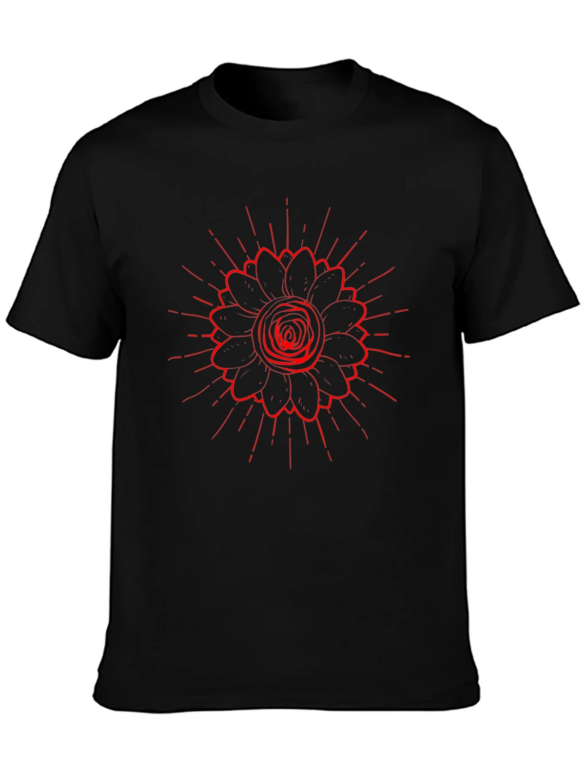 Black Tee with Red Floral Burst Design product image 2