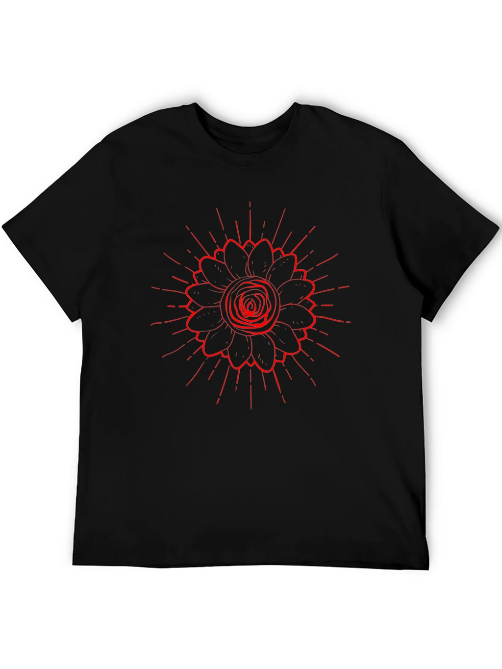 Black Tee with Red Floral Burst Design product image 4
