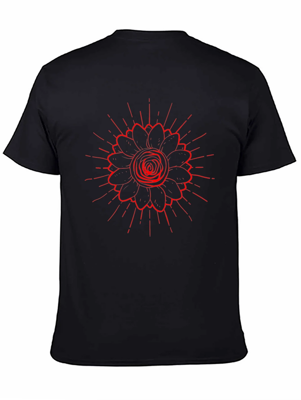Black Tee with Red Floral Burst Design product image 3