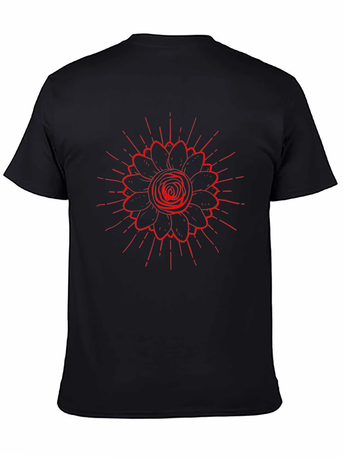 Black Tee with Red Floral Burst Design product image 3