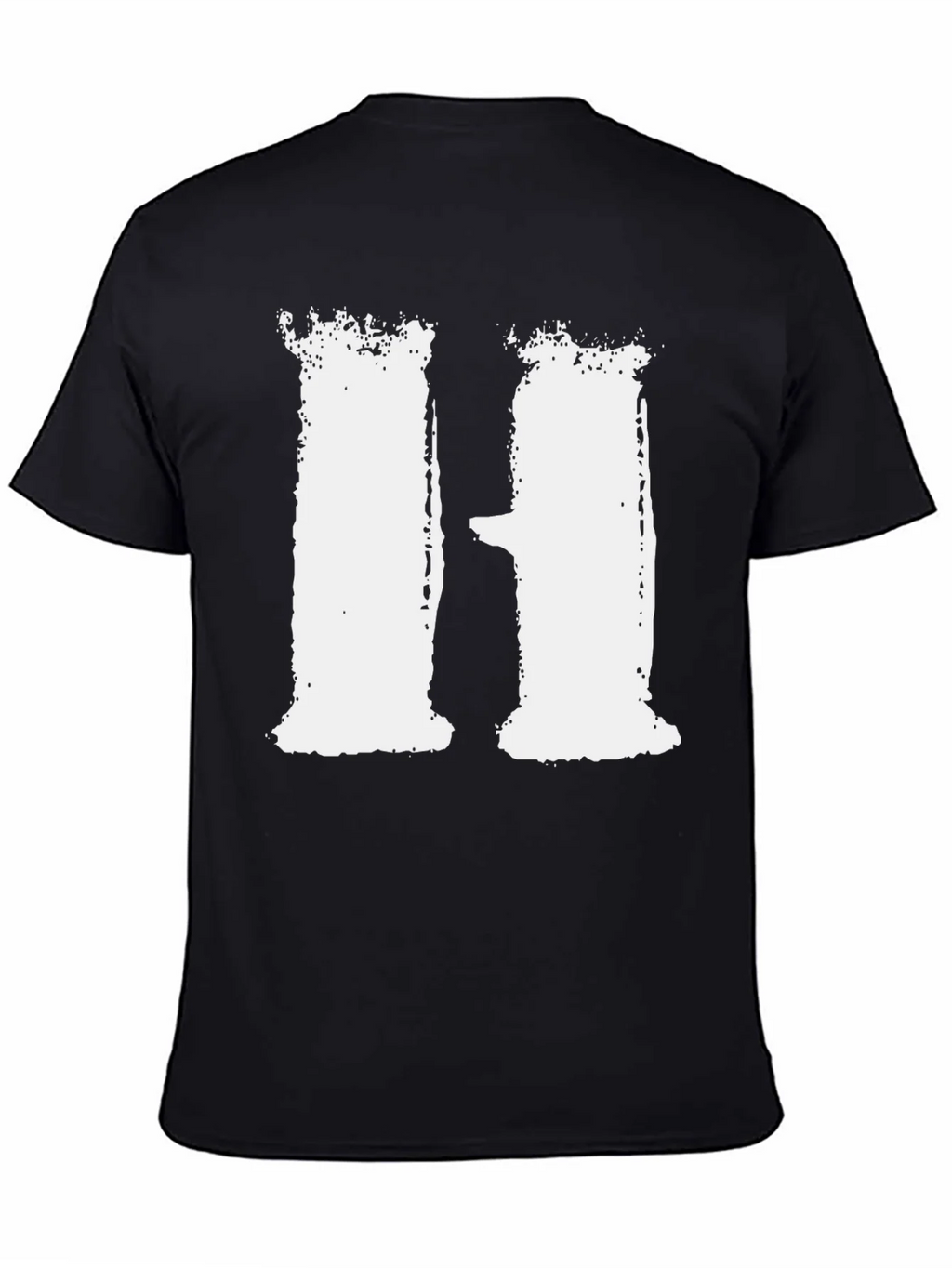 Distressed White H on Black T-Shirt product image 3