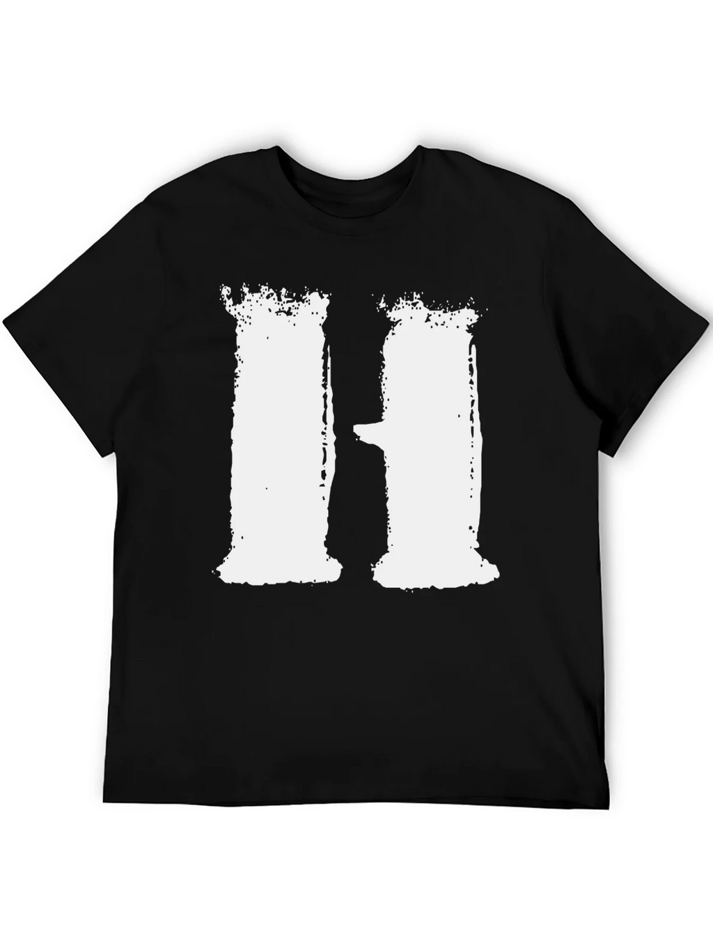 Distressed White H on Black T-Shirt product image 4