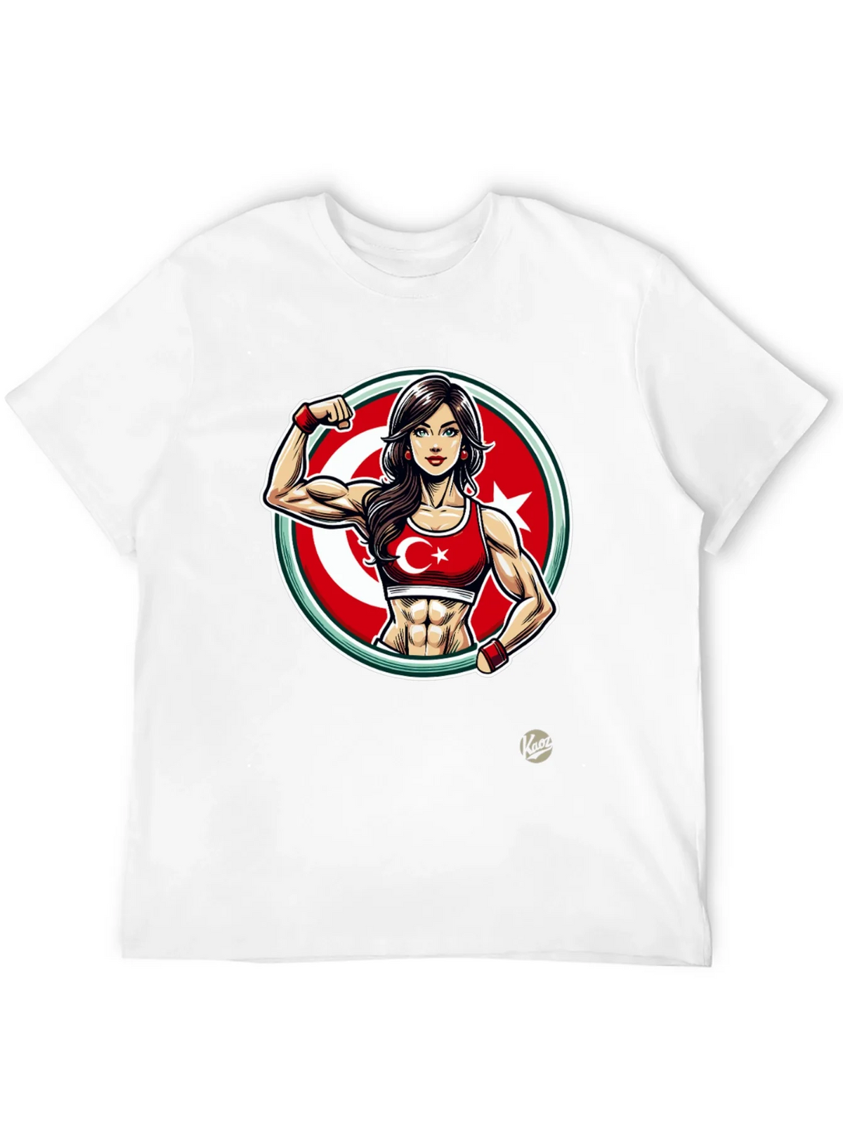Turkey Flag Muscle Girl T-Shirt - Patriotic Fitness Tee product image 11