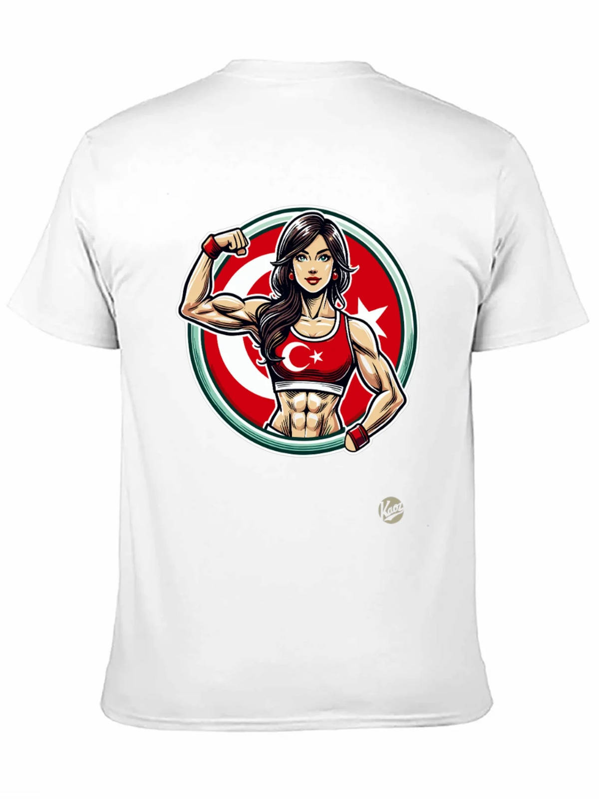 Turkey Flag Muscle Girl T-Shirt - Patriotic Fitness Tee product image 10