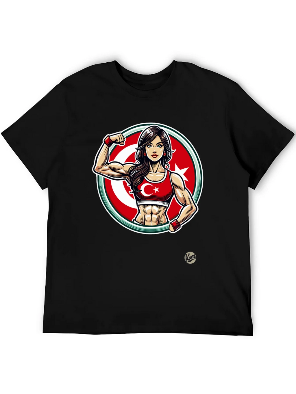 Turkey Flag Muscle Girl T-Shirt - Patriotic Fitness Tee product image 5