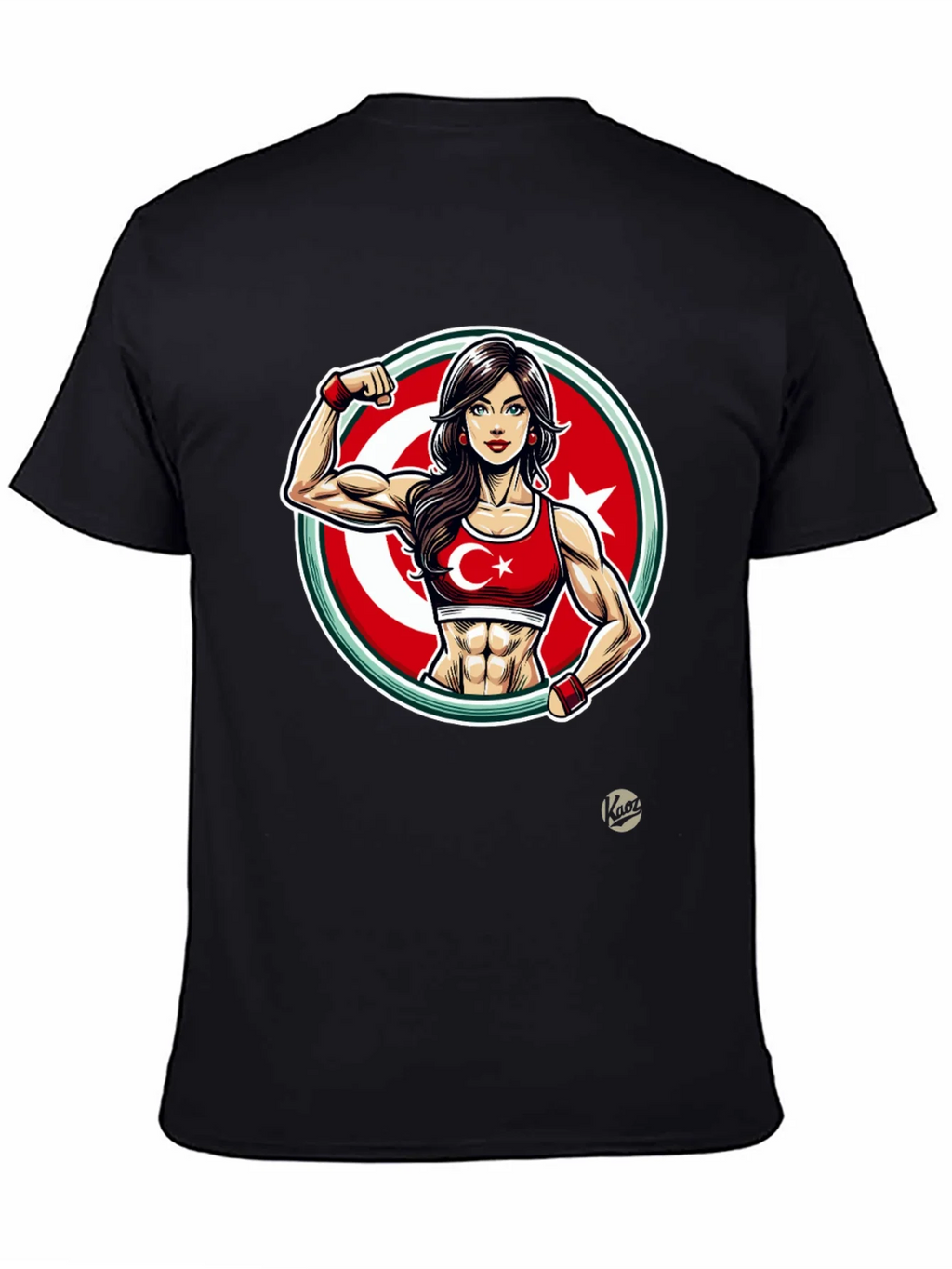 Turkey Flag Muscle Girl T-Shirt - Patriotic Fitness Tee product image 4