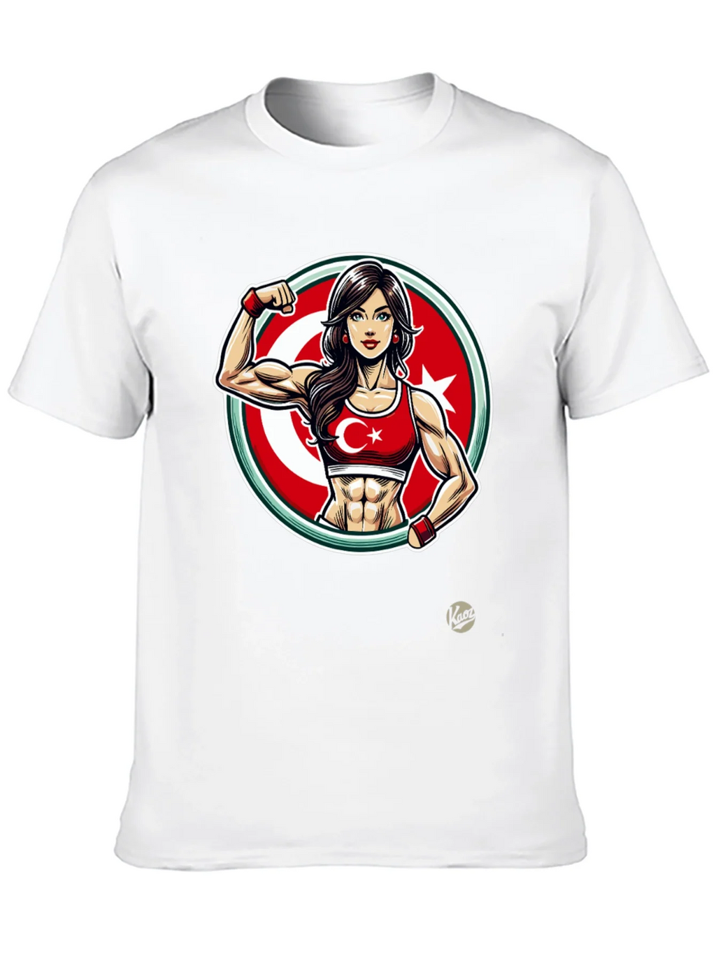 Turkey Flag Muscle Girl T-Shirt - Patriotic Fitness Tee product image 9