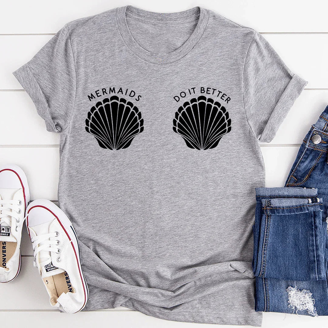 Whimsical Summer Beach Vacation Graphic Top – \"Mermaids Do product image 2