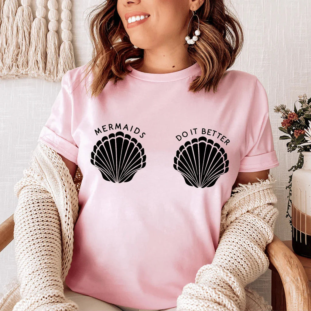 Whimsical Summer Beach Vacation Graphic Top – \"Mermaids Do product image 1