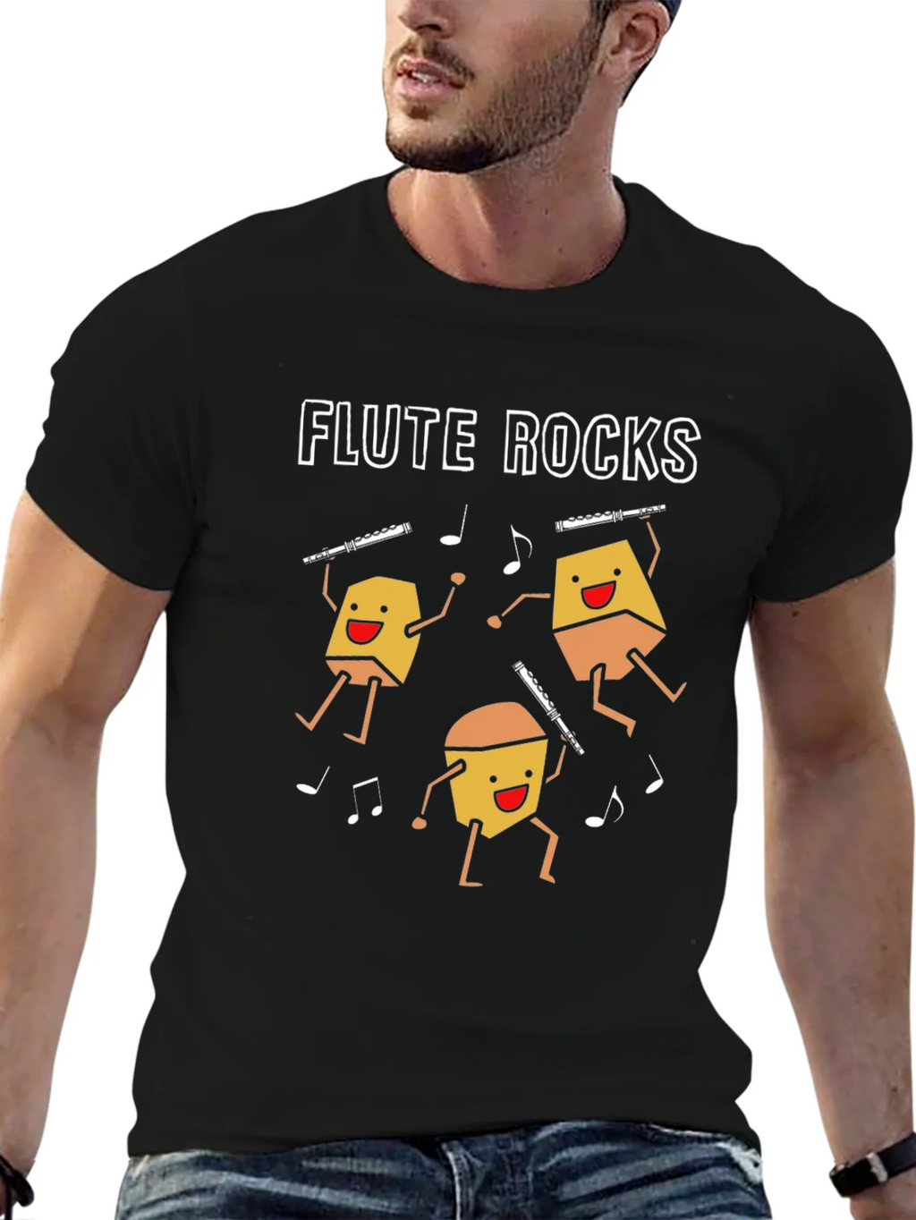 Flute Rocks T-Shirt - Musical Instrument Tee product image 1